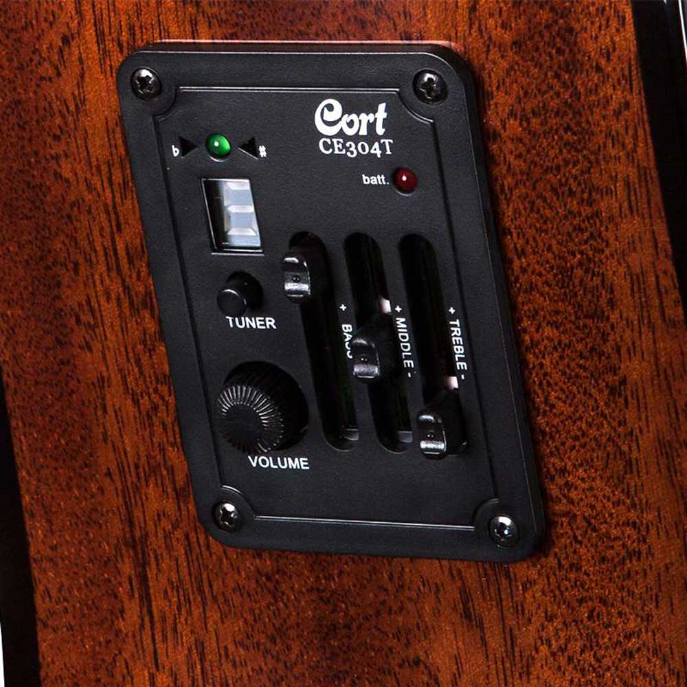 Comes with a Cort CE304T preamp/tuner