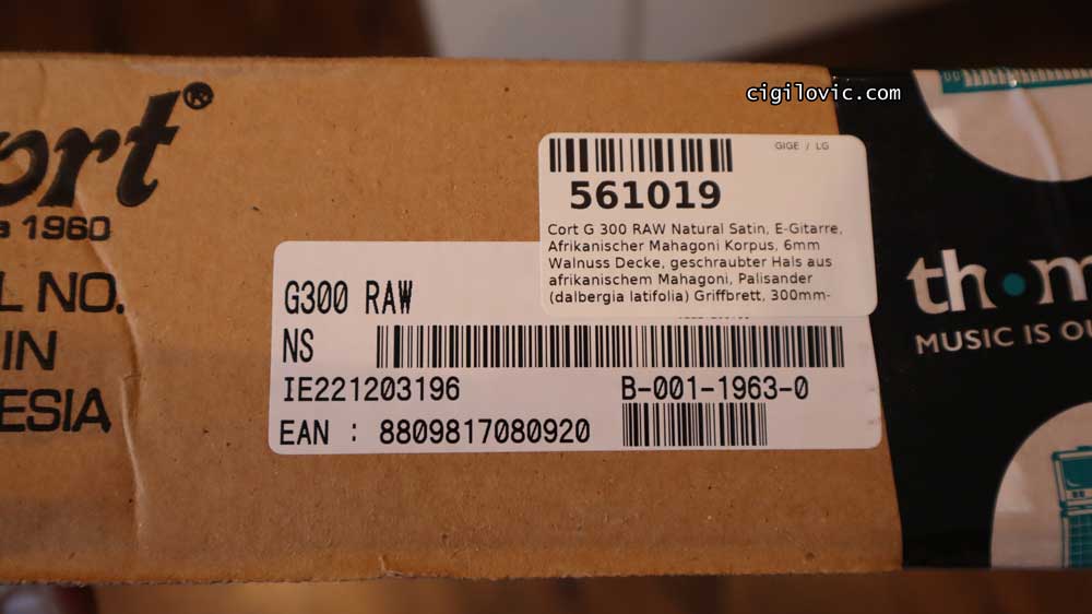 Cort G300 Raw box serial bottom