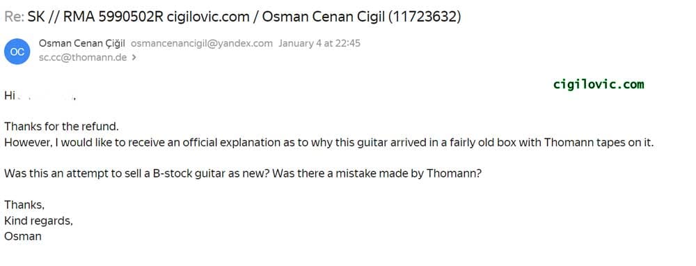 Thomann never answered