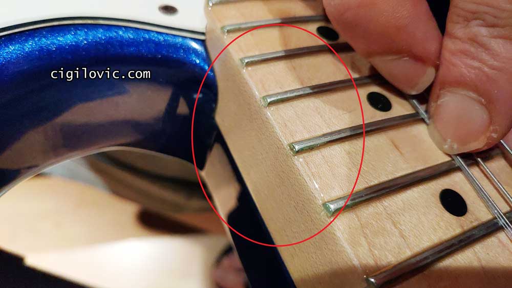 Finish spillover on frets