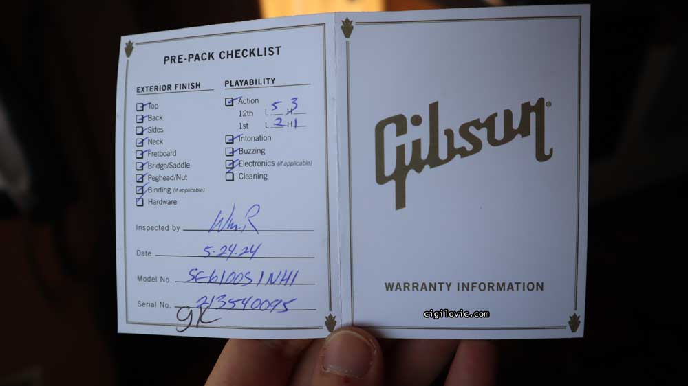 Warranty info check list