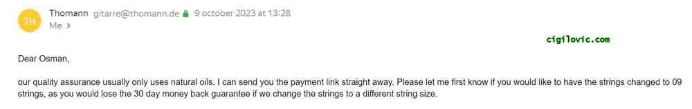 Guitar Service uses only natural oil?