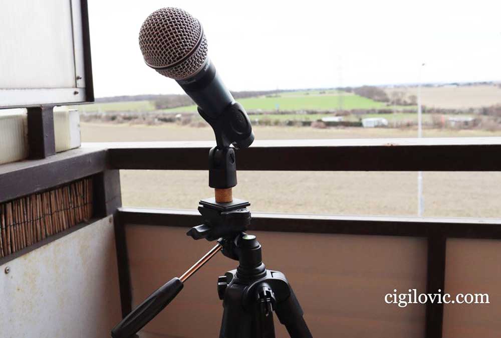 Camera tripod is converted to a mic stand!